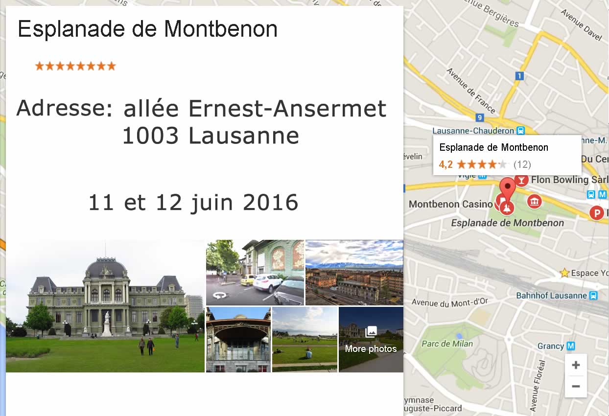 Esplanade de Montbenon à Lausanne, Photos et Carte